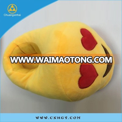 cheap wholesale heart eyes fluffy plush emoji slipper