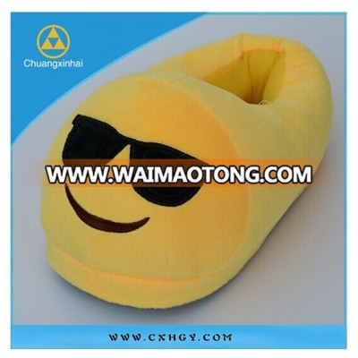 Super soft plush 100% polyester material cute emoji slippers